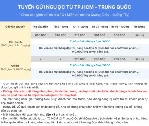 tuyến gửi ngược TPHCM - TQ